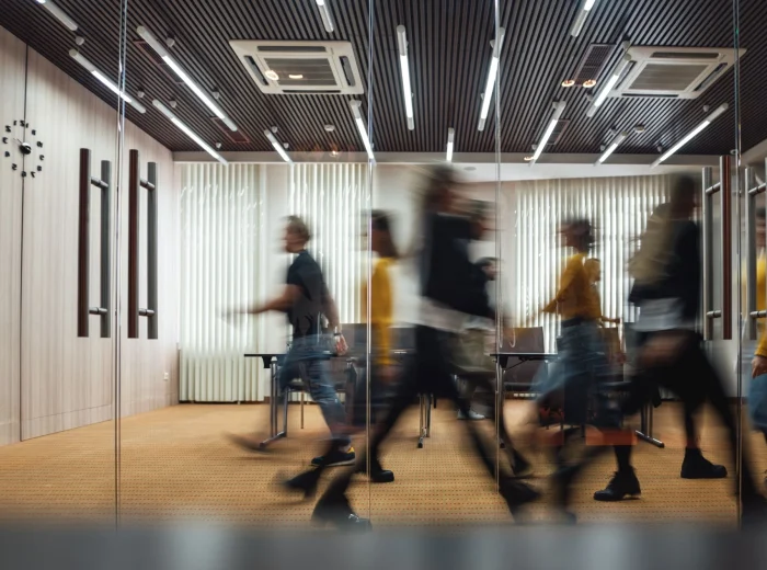 Busy office footfall.